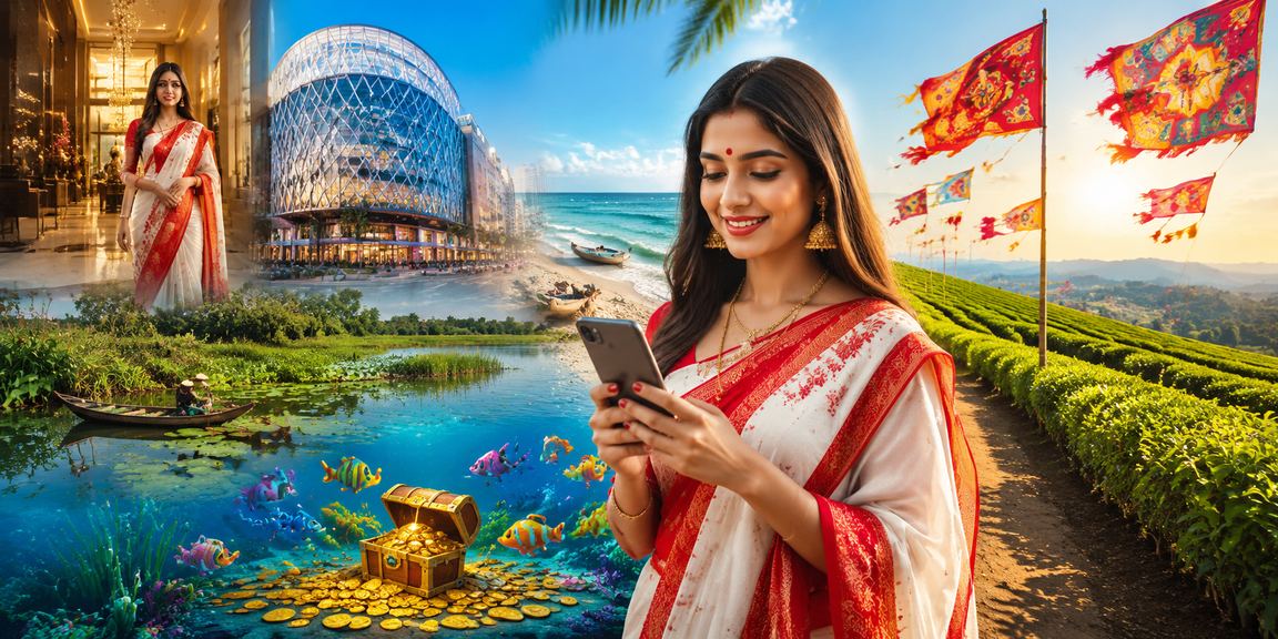 ঢাকায় পহেলা বৈশাখে মোবাইলে ফিশিং গেম খেলছেন একজন ব্যবহারকারী